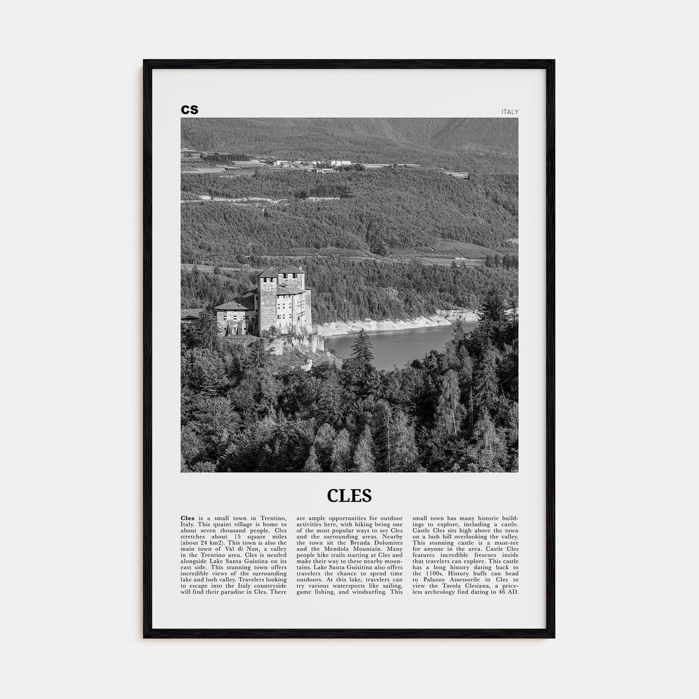 Cles Poster Black Wood / 8x12 in Nbourhood Travel B&W Poster