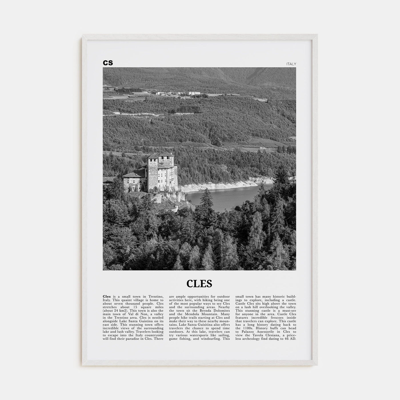 Cles Poster White Wood / 8x12 in Nbourhood Travel B&W Poster