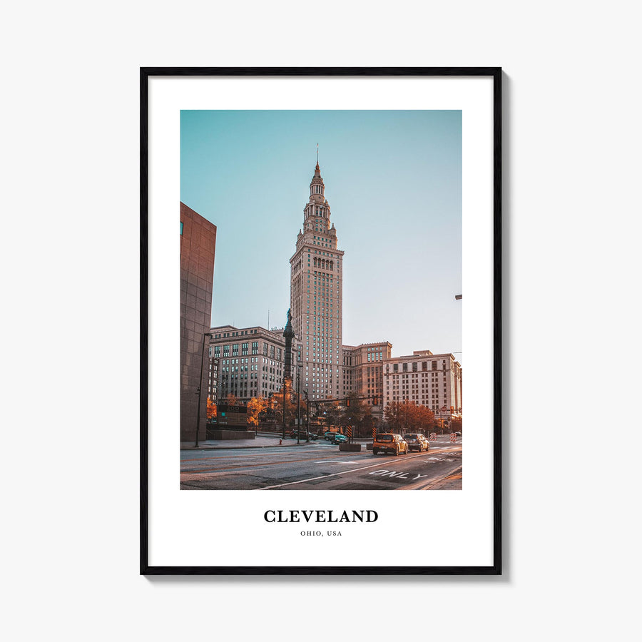 Cleveland no. 1 colorful classic poster of Ohio, USA – vertical wall art, unframed print shown in interior mockup