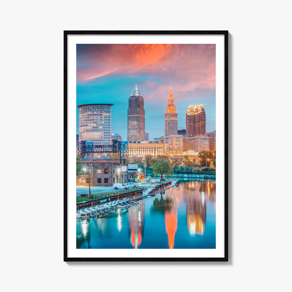 Cleveland no. 1 colorful photo poster of Ohio, USA – vertical wall art, unframed print shown in interior mockup