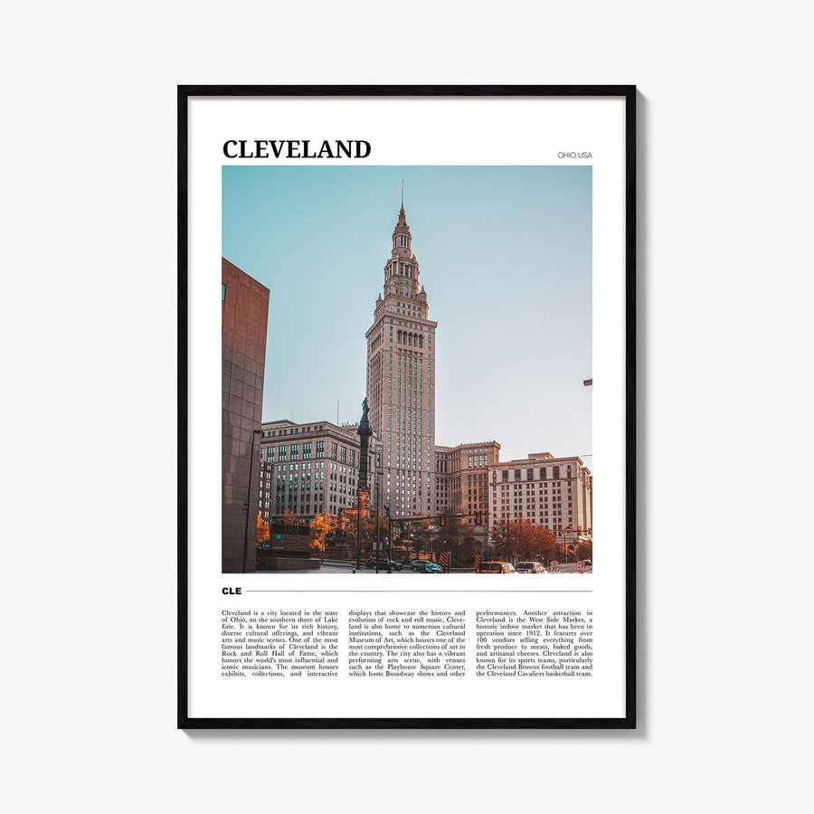 Cleveland no. 1 colorful travel poster of Ohio, USA – vertical wall art, unframed print shown in interior mockup
