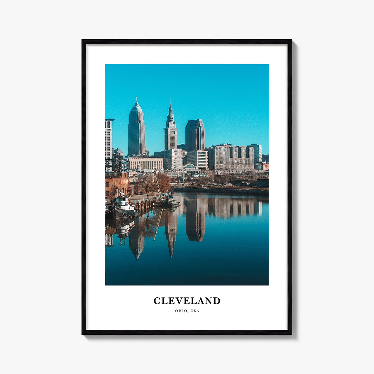 Cleveland no. 2 colorful classic poster of Ohio, USA – vertical wall art, unframed print shown in interior mockup