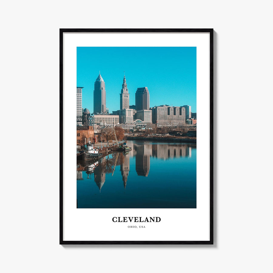 Cleveland no. 2 colorful classic poster of Ohio, USA – vertical wall art, unframed print shown in interior mockup