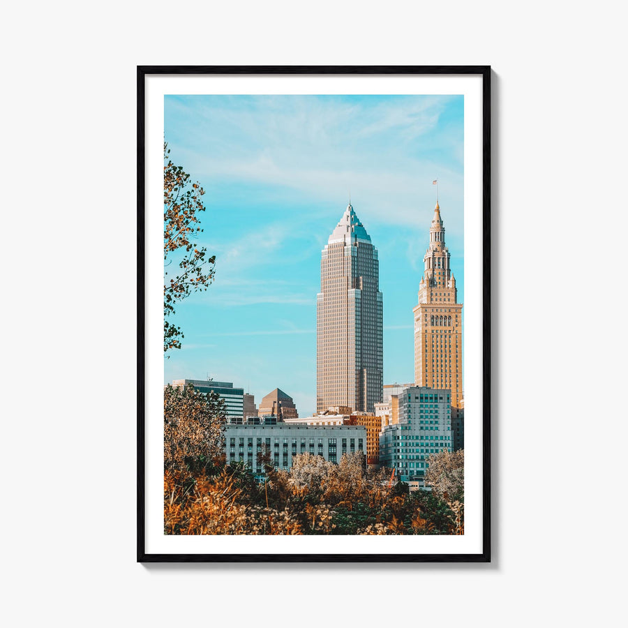 Cleveland no. 2 colorful photo poster of Ohio, USA – vertical wall art, unframed print shown in interior mockup