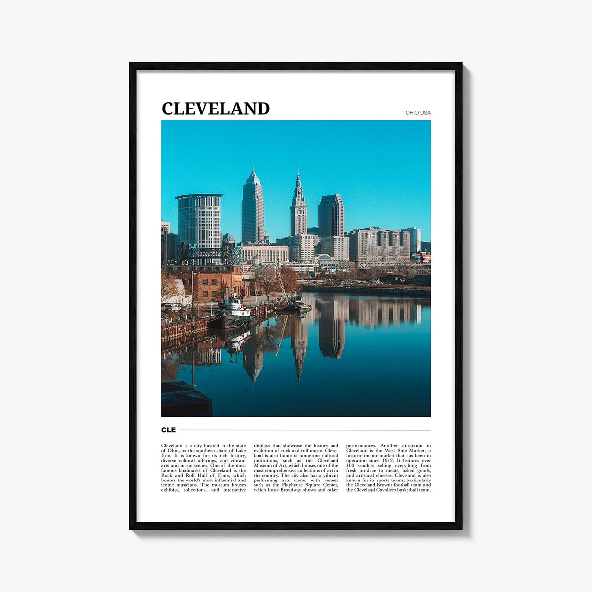 Cleveland no. 2 colorful travel poster of Ohio, USA – vertical wall art, unframed print shown in interior mockup