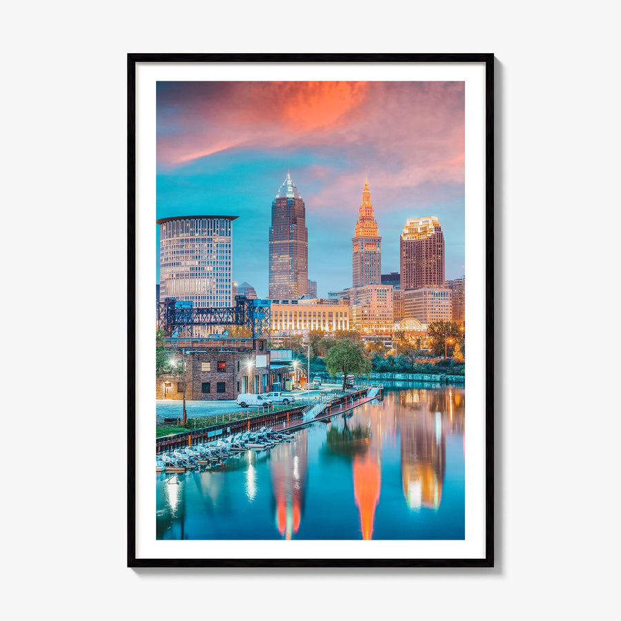 Cleveland Photo No 1 Poster, framed poster mockup, white border