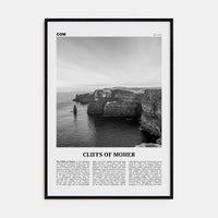 Cliffs of Moher Poster Black Wood / 8x12 in Nbourhood Travel B&W Poster