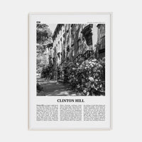 Clinton Hill Poster White Wood / 8x12 in Nbourhood Travel B&W Poster