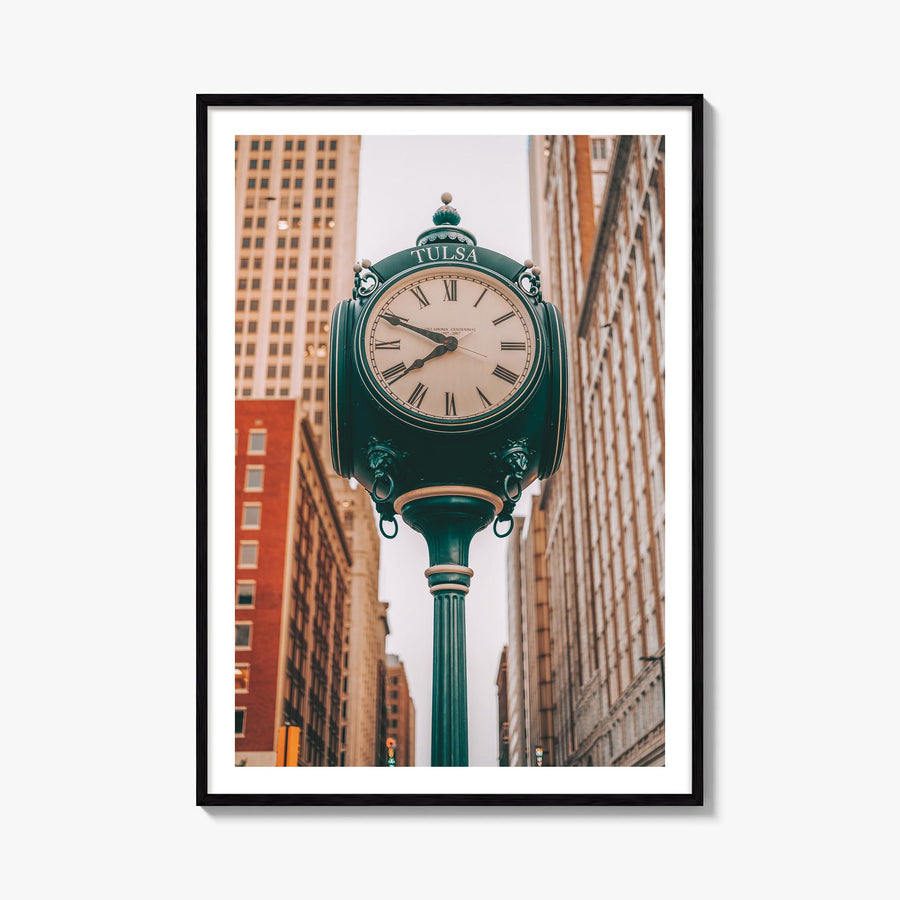 Clock no. 1 colorful photo poster – vertical wall art, unframed print shown in interior mockup