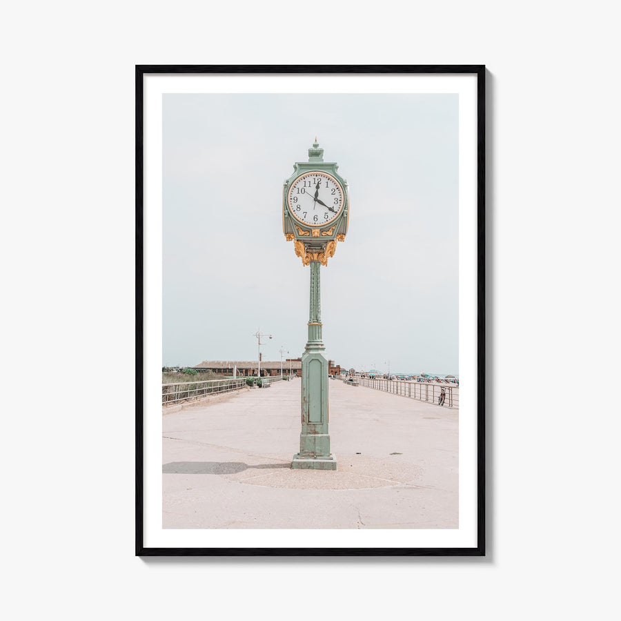 Clock no. 2 colorful photo poster – vertical wall art, unframed print shown in interior mockup