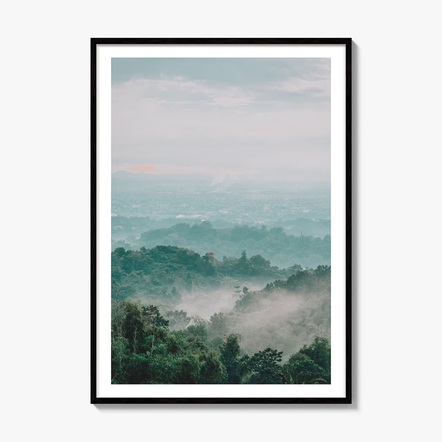 Cloudy Forest Photo Poster, framed poster mockup, white border