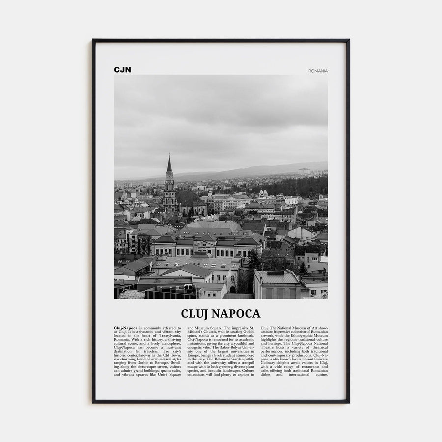 Cluj-Napoca Poster None / 8x12 in Nbourhood Travel B&W Poster