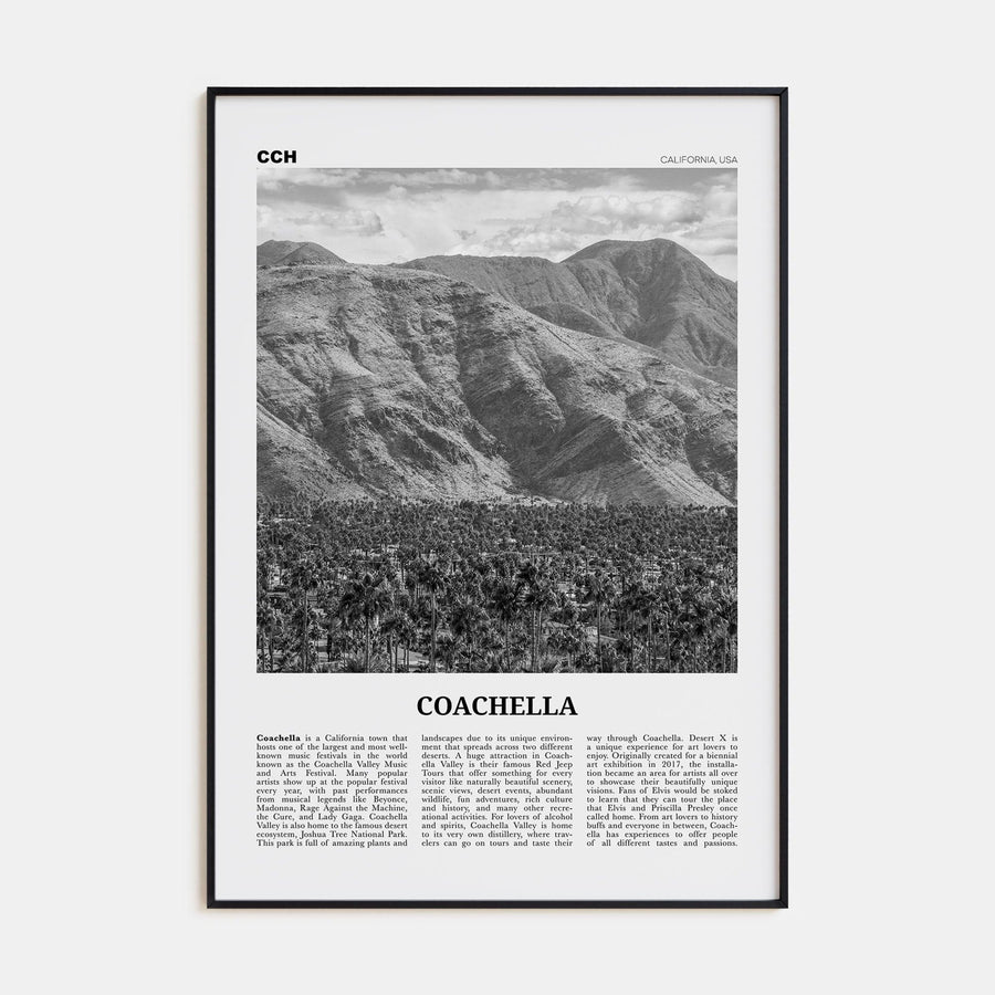 Coachella Poster Black Metal / 8x12 in Nbourhood Travel B&W Poster