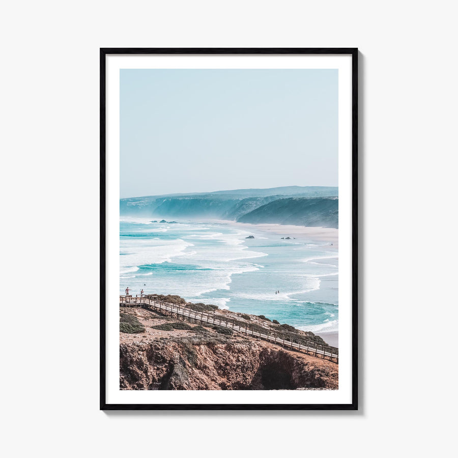 Coastline Waves colorful photo poster – vertical wall art, unframed print shown in interior mockup