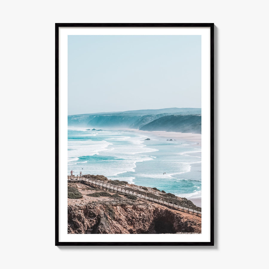 Coastline Waves Photo No 2 Poster, framed poster mockup, white border