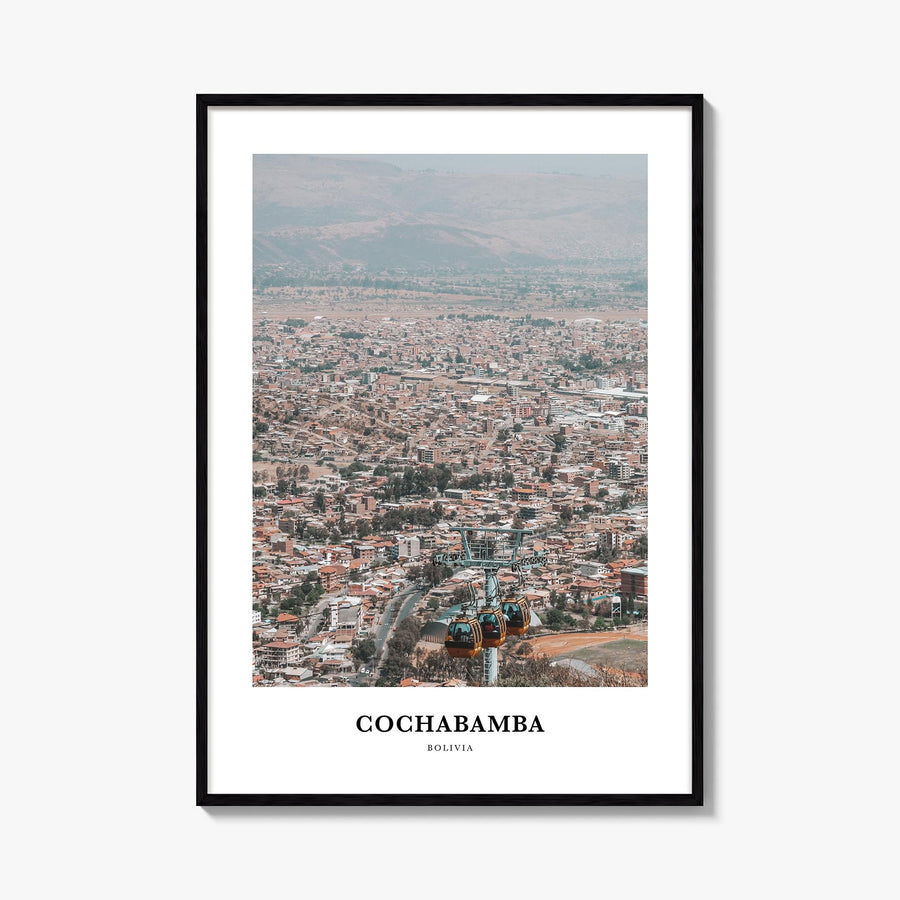 Cochabamba colorful classic poster of Bolivia – vertical wall art, unframed print shown in interior mockup