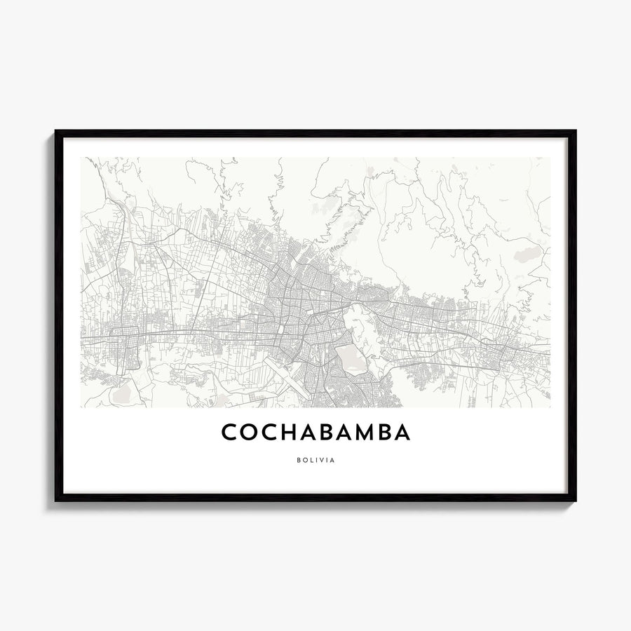 Cochabamba Map Poster, framed poster mockup