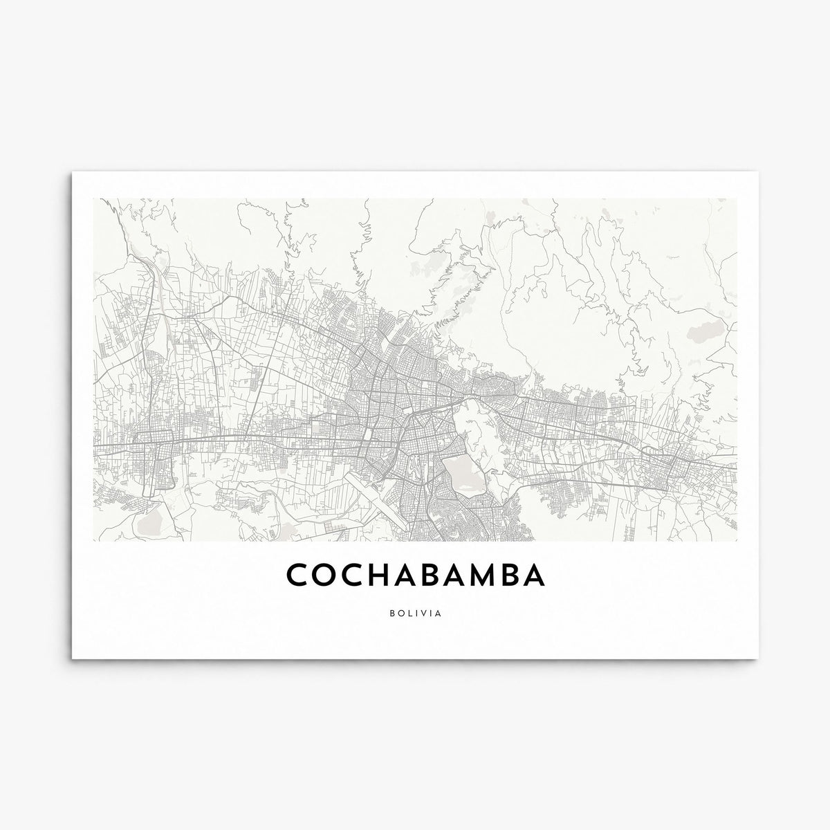 Cochabamba Map Poster, print only (unframed)