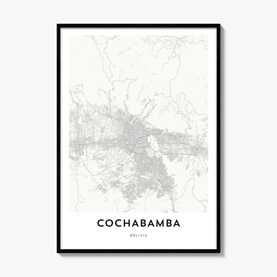 Cochabamba Map Poster, framed poster mockup
