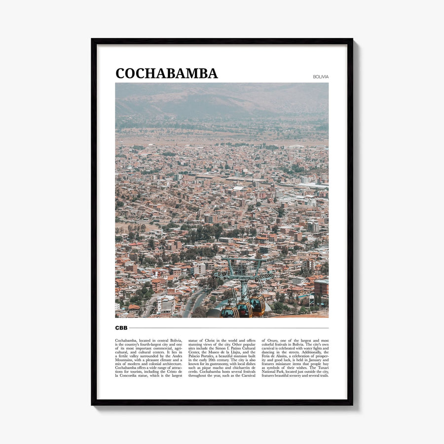 Cochabamba Travel Poster, framed poster mockup