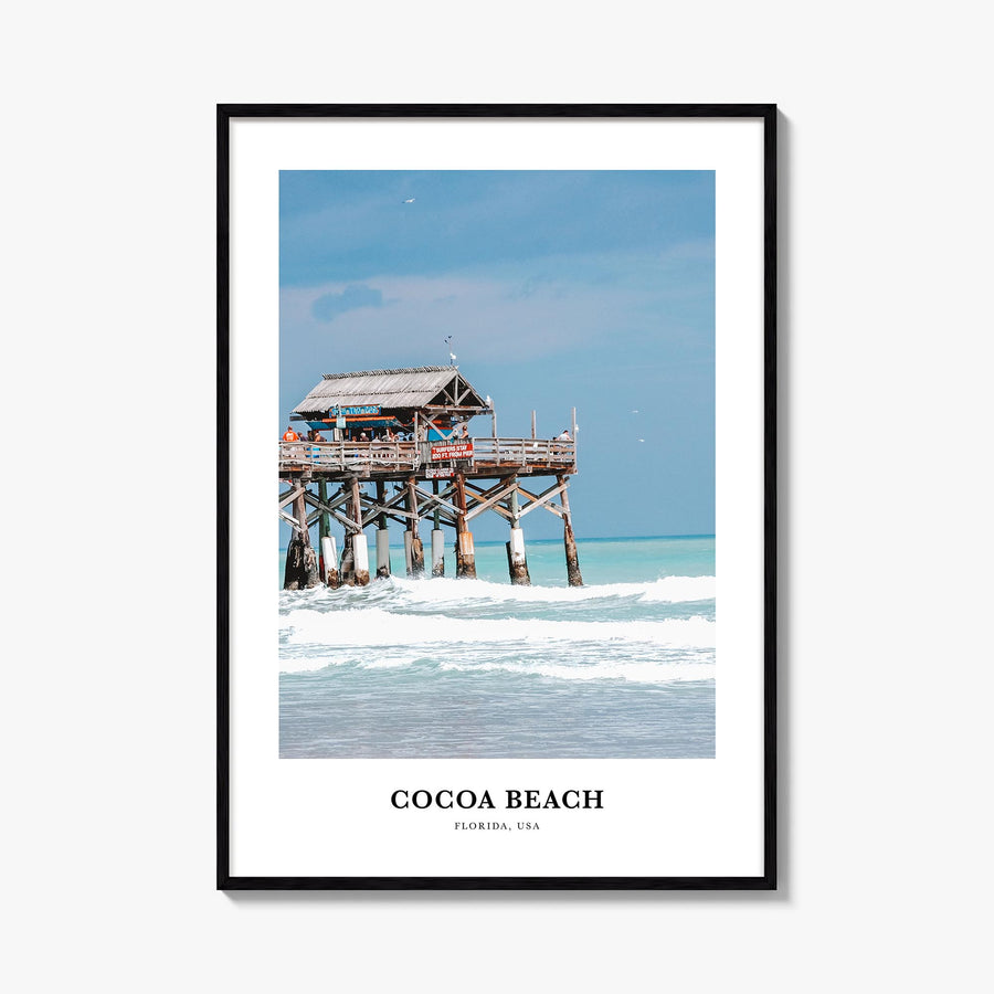 Cocoa Beach colorful classic poster of Florida, USA – vertical wall art, unframed print shown in interior mockup