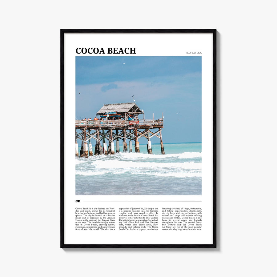 Cocoa Beach colorful travel poster of Florida, USA – vertical wall art, unframed print shown in interior mockup