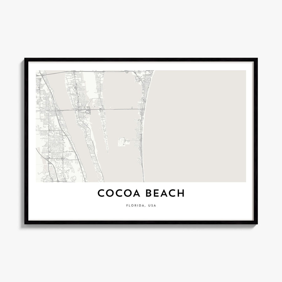 Cocoa Beach Map Poster, framed poster mockup
