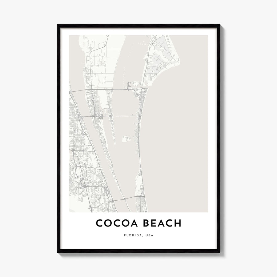 Cocoa Beach Map Poster, framed poster mockup