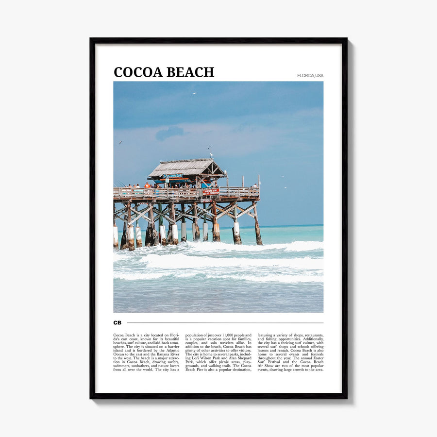 Cocoa Beach Travel Poster, framed poster mockup