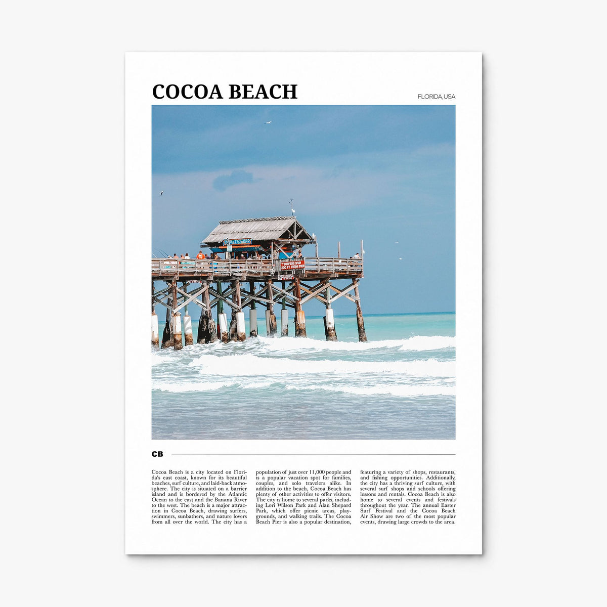 Cocoa Beach Travel Poster, print only (unframed)