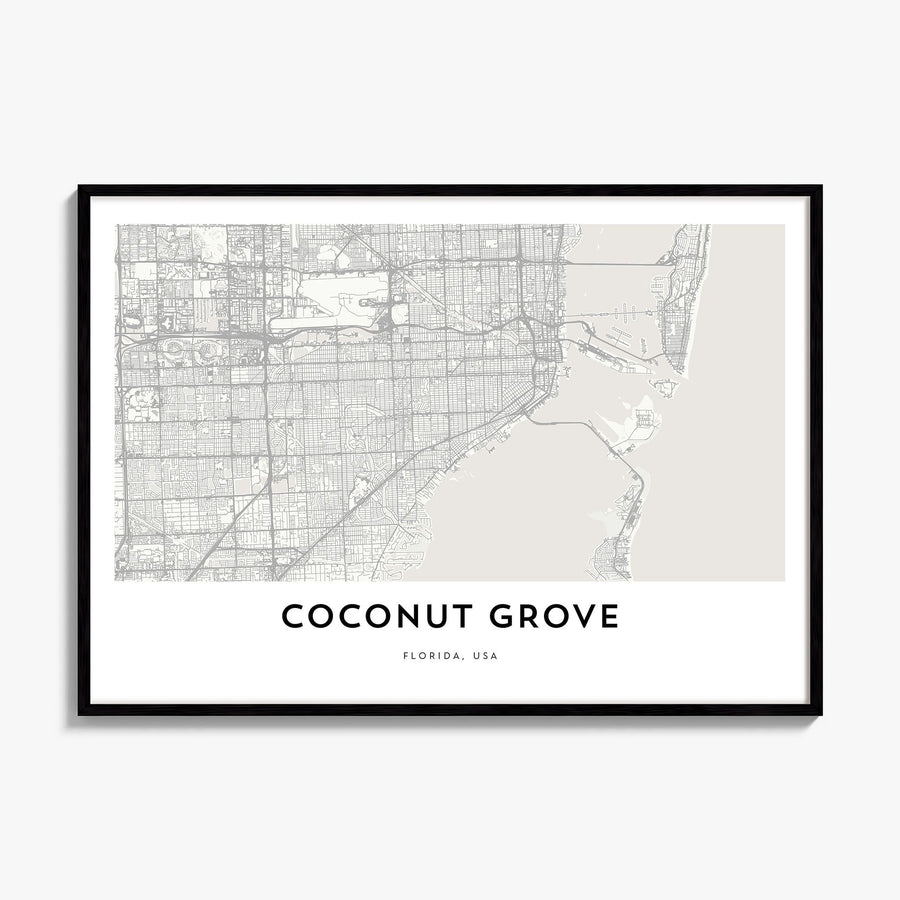 Coconut Grove Map Poster, framed poster mockup
