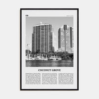 Coconut Grove Poster Black Wood / 8x12 in Nbourhood Travel B&W Poster