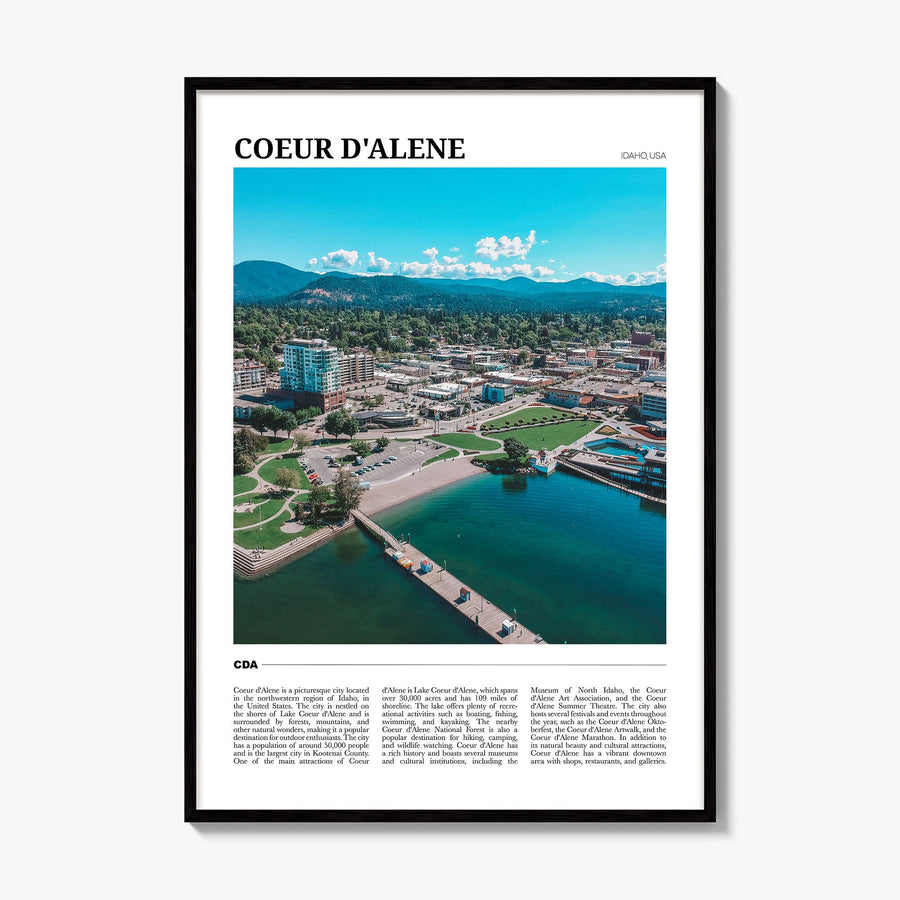 Coeur d'Alene Travel Poster, framed poster mockup