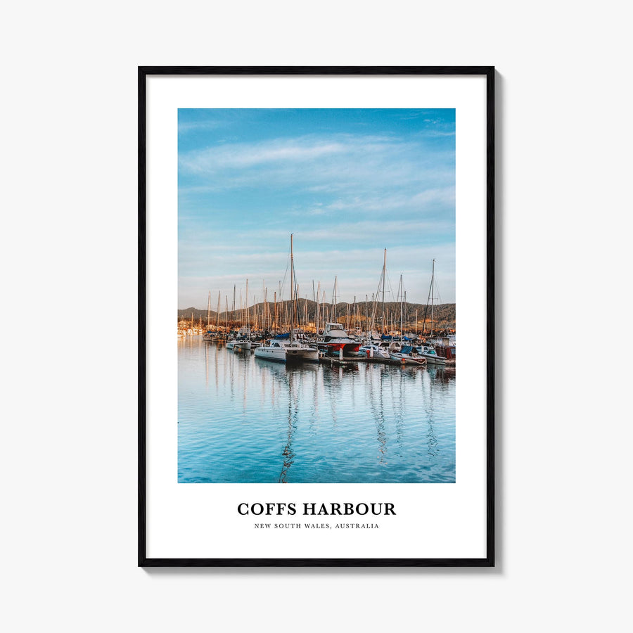 Coffs Harbour colorful classic poster of Australia – vertical wall art, unframed print shown in interior mockup