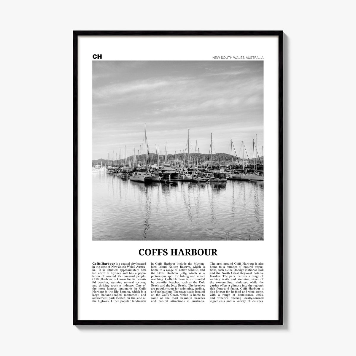Coffs Harbour Newspaper Poster, framed poster mockup