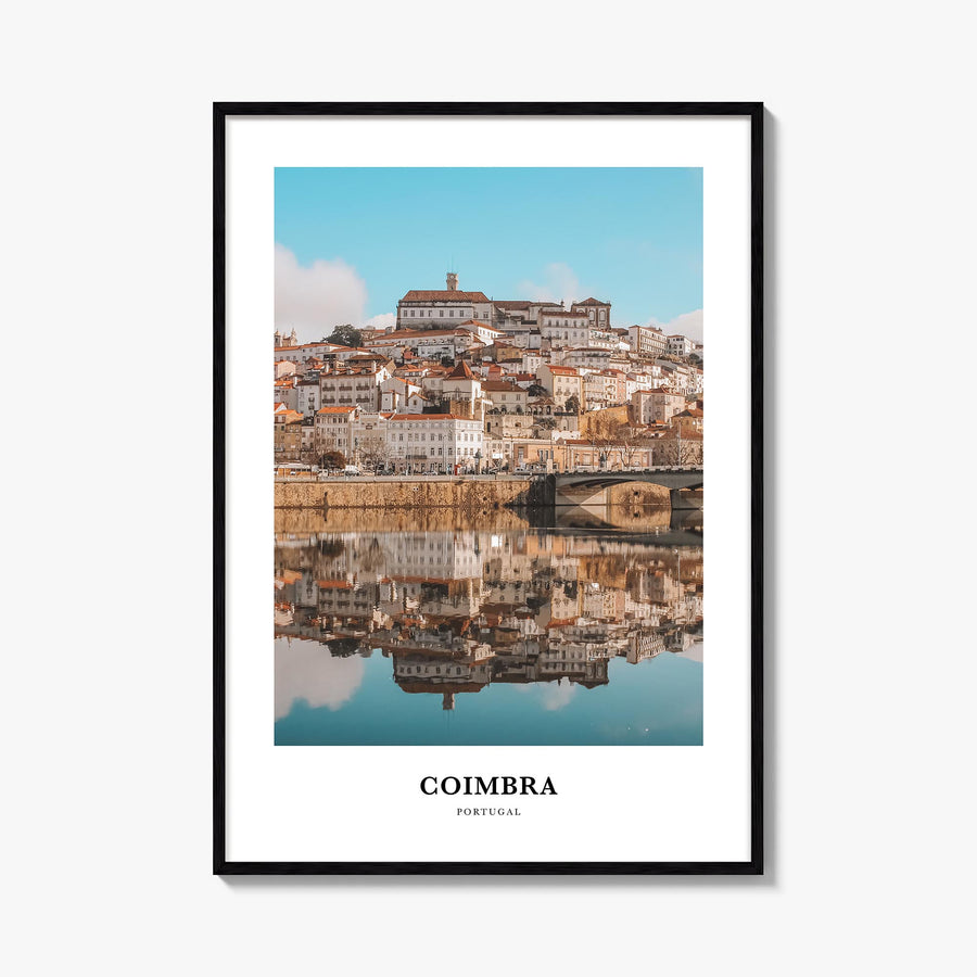 Coimbra colorful classic poster of Portugal – vertical wall art, unframed print shown in interior mockup