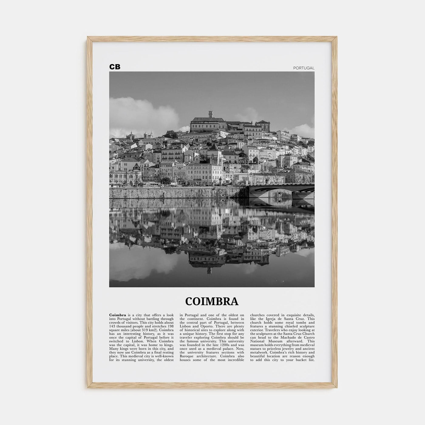 Coimbra Poster Natural Wood / 8x12 in Nbourhood Travel B&W Poster