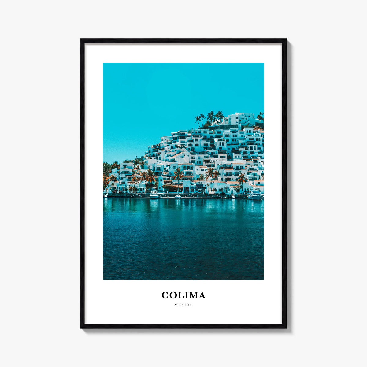 Colima colorful classic poster of Mexico – vertical wall art, unframed print shown in interior mockup
