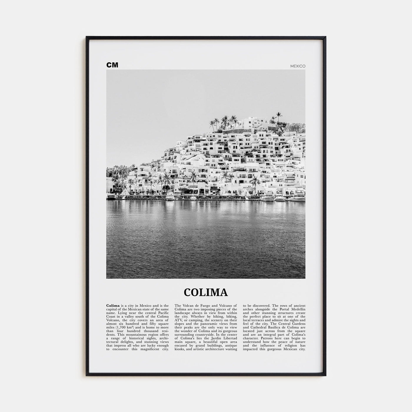 Colima Poster None / 8x12 in Nbourhood Travel B&W Poster