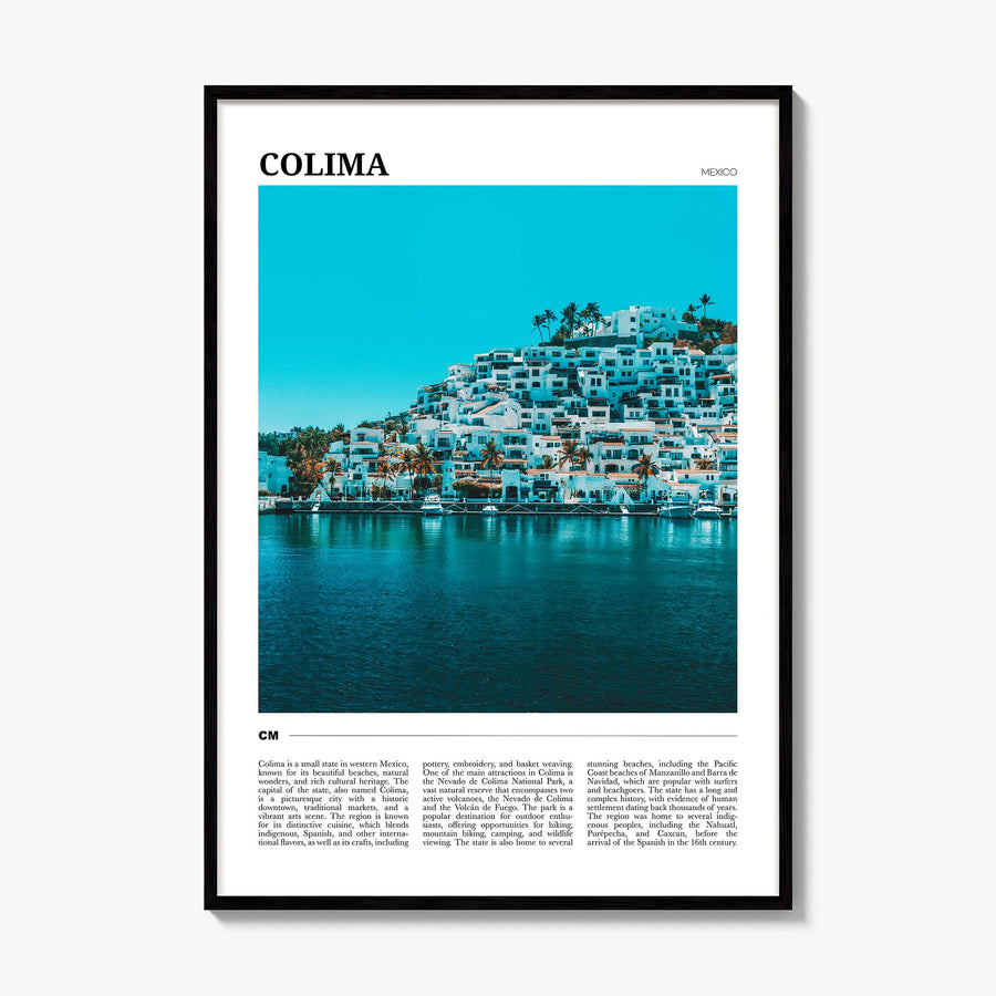 Colima Travel Poster, framed poster mockup