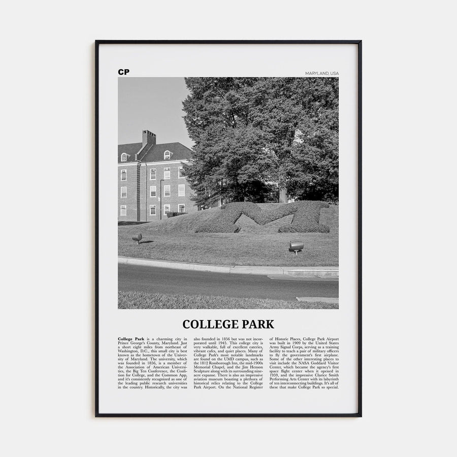 College Park Poster None / 8x12 in Nbourhood Travel B&W Poster