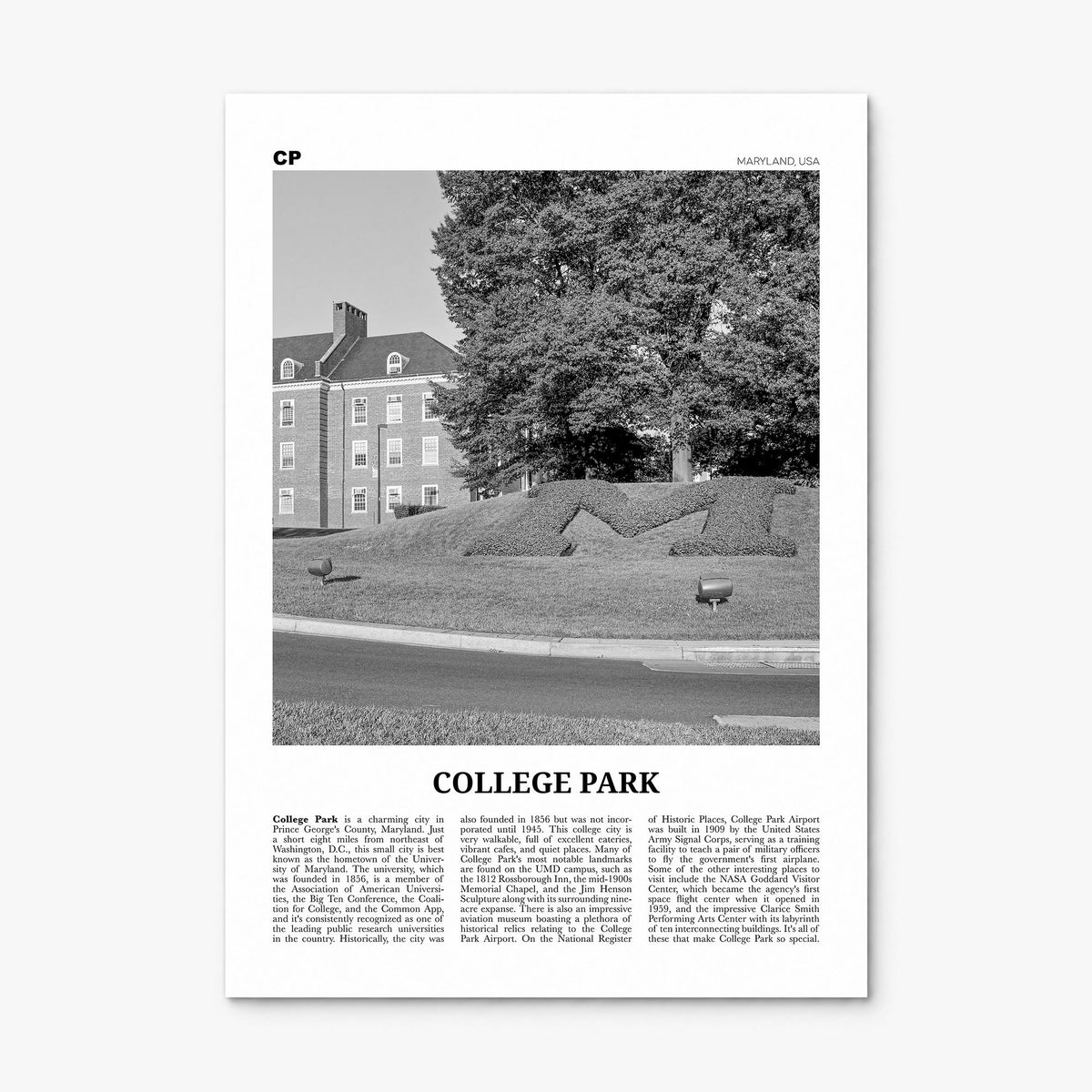 College Park Newspaper Poster, print only (unframed)