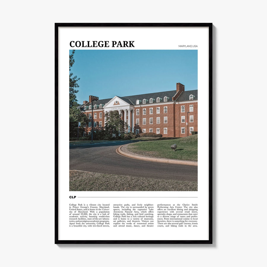 College Park Travel Poster, framed poster mockup