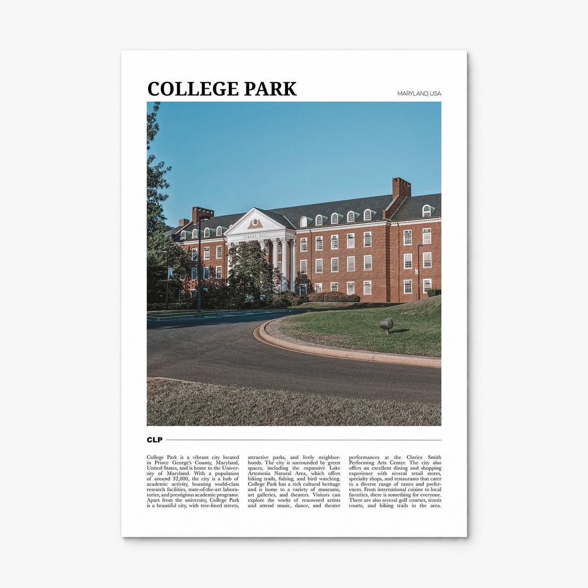 College Park Travel Poster, print only (unframed)
