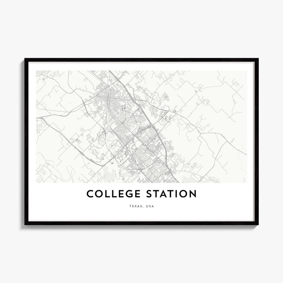 College Station Map Poster, framed poster mockup