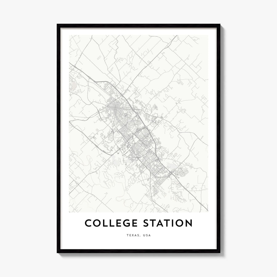College Station Map Poster, framed poster mockup