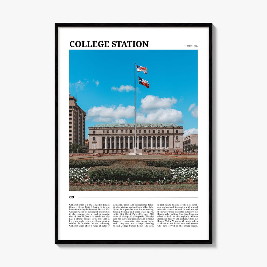 College Station Travel Poster, framed poster mockup