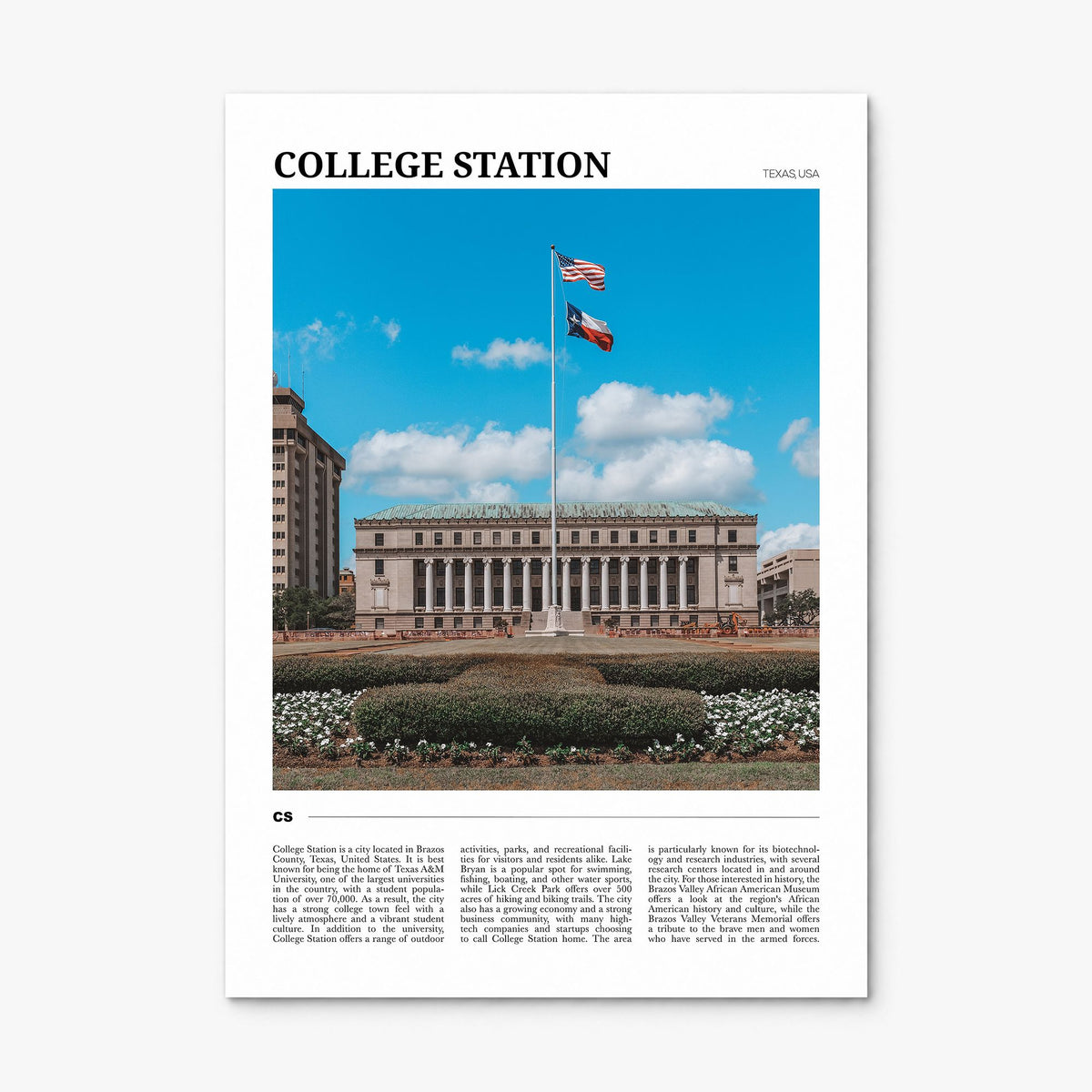 College Station Travel Poster, print only (unframed)