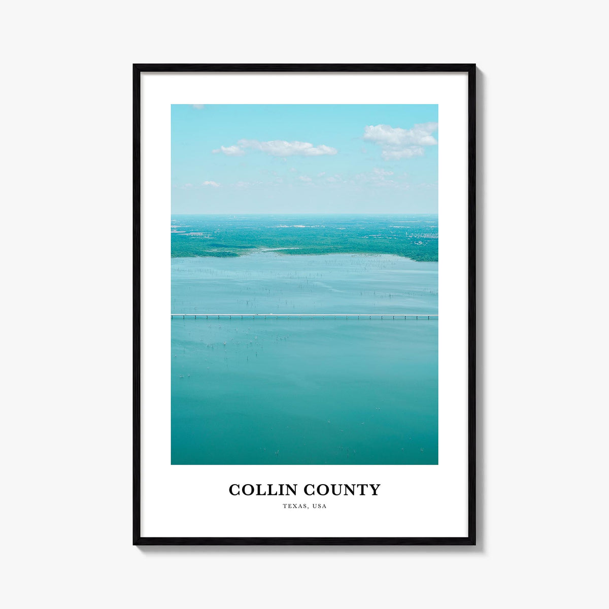 Collin County colorful classic poster of Texas, USA – vertical wall art, unframed print shown in interior mockup