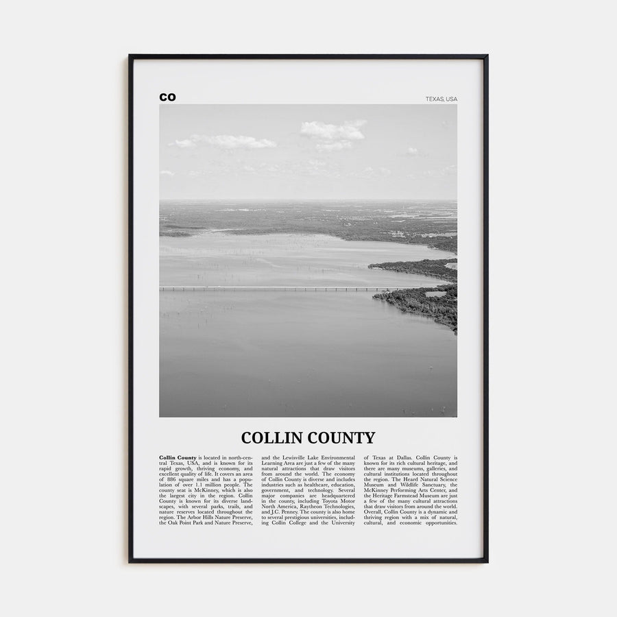 Collin County Poster None / 8x12 in Nbourhood Travel B&W Poster